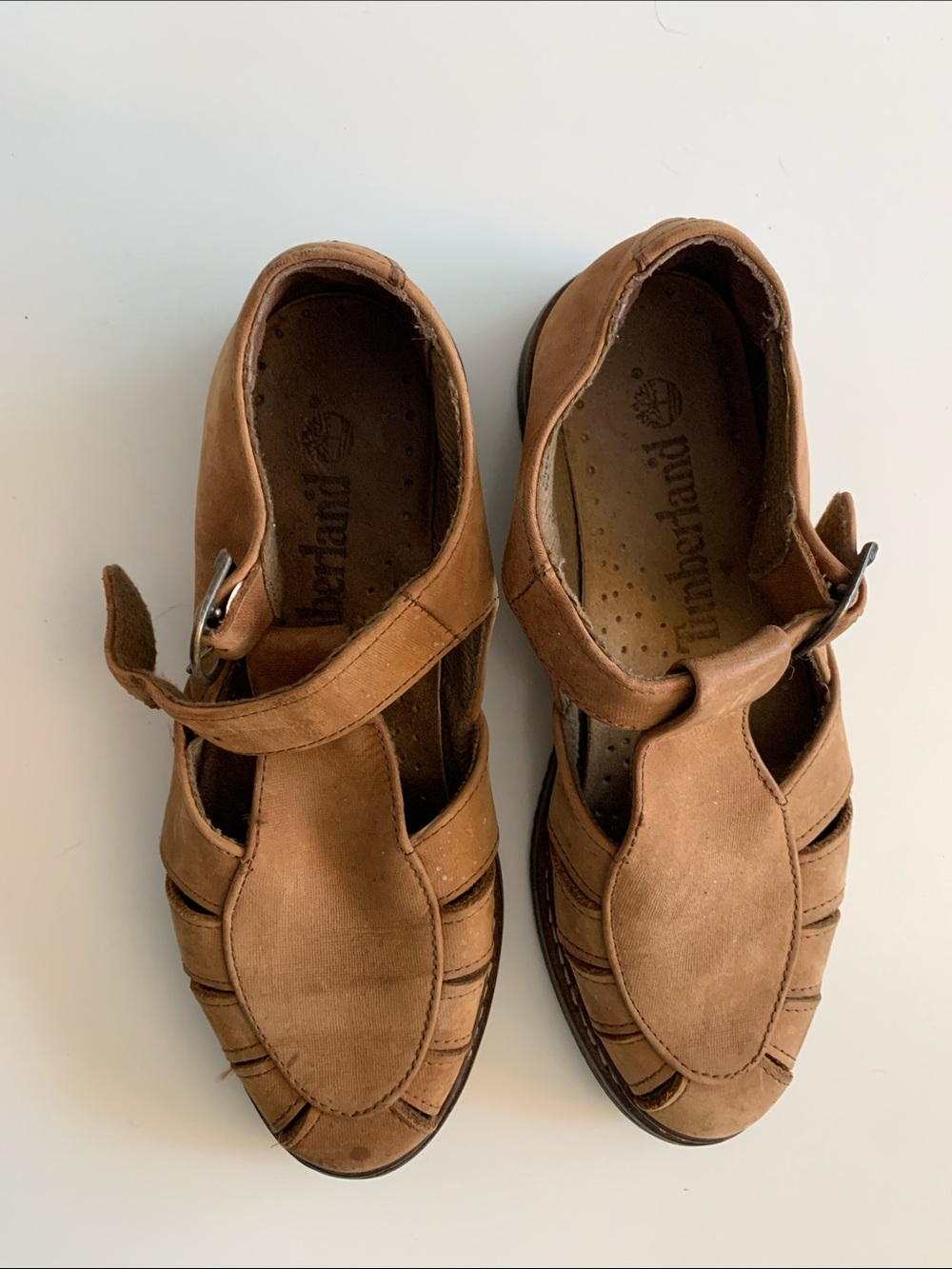 Timberland Tan Leather Closed-Toe Fisherman Sandals